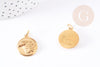 Pendentif médaille ronde aigle acier inoxydable doré,pendentif doré sans nickel,médaille or,2.2cm,X1 G4056