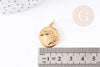 Pendentif médaille ronde aigle acier inoxydable doré,pendentif doré sans nickel,médaille or,2.2cm,X1 G4056