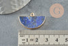 Pendentif demi-lune lapis lazuli naturel fer doré 27mm,Pendentif création bijoux pierre naturelle X1  G3941