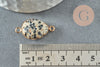 Pendentif connecteur jaspe dalmatien naturel laiton doré 27mm,creation bijou pierre naturelle, X1  G3795
