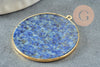 Pendentif rond lapis lazulis,  pierre lapis lazuli naturel,pendentif rond,32-34mm, X1  G3642