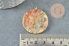 Pendentif rond agate folle jaune, pendentif agate, agate naturelle,agate folle,32mm, X1 G3079