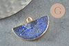 Pendentif demi-lune lapis lazuli naturel fer doré 27mm,Pendentif création bijoux pierre naturelle X1  G3941