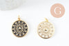 Round golden triangle enamel resin pendant, a pendant for women in gold metal for creating jewelry, 14mm, X1, 22.5cm, G3164