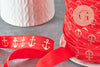 EFJF gold anchor red elastic ribbon, EVJF bracelet, wedding ribbon, creative supply, scrapbooking, 16mm, 1 meter-G2162