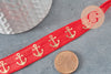 Ruban élastique rouge ancre or EFJF, bracelet EVJF,ruban mariage,fourniture créative,scrapbooking,16mm,1 mètre-G2162