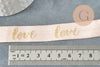 Peach pink gold elastic ribbon LOVE EFJF, EVJF bracelet, wedding ribbon, creative supply, scrapbooking, 16mm, 1 meter-G1523