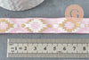 Ruban élastique motif Aztèque rose or EFJF 16mm, fabrication bijoux, bracelet EVJF,ruban mariage,scrapbooking,16mm,1 mètre G8237