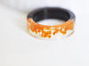 Bague ébène bois résine feuille d'or orange 16mm, x1 (G3287)