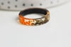 Bague ébène bois résine feuille d'or orange 19mm, x1 (G4647)