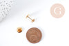 Boucles puce support cabochon rond 6mm laiton doré 16K, x2 (G8922)