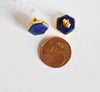 Boucles puces lapis lazulis doré 18K, x2 (G1414)