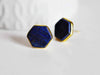 Boucles puces lapis lazulis doré 18K, x2 (G1414)