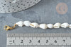 Bracelet Coquillages naturels blancs laiton doré 19,5cm, idée cadeau bijoux coquillage naturel, x1 G7803