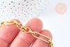 Bracelet chaîne maille rectangle trombones laiton doré 19cm fermoir T,création bijoux sans nickel, bijou à offrir, x1 G6975