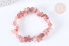 Bracelet élastique chips quartz fraise naturel 50mm, x1 (G7077)