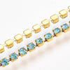 Bracelet élastique laiton doré strass bleu 50mm, x1 (G3960)