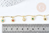 Bracelet fleurs marguerites laiton doré émaillé multicolore 24.5mm, idée cadeau anniversaire fête des mères femme, x1 G8787