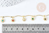 Bracelet fleurs marguerites laiton doré émaillé multicolore 24.5mm, x1 (G8787)