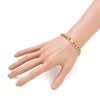 Bracelet grosse maille figaro gourmette acier doré 14k 20cm, x1 (G4447)