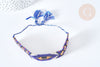 Bracelet manchette Réglable oeil protecteur perles rocailles tissées bleu 28cm, x1 G7684