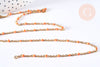 Bracelet ou collier acier doré 14k résine orange, chaine doree, bracelet chaîne fine,1.5mm,20.5cm, X1 G3709