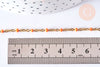 Bracelet ou collier acier doré 14k résine orange, chaine doree, bracelet chaîne fine,1.5mm,20.5cm, x1 G3709