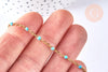 Bracelet ou collier acier doré 14k résine turquoise 1.5mm, x1 (G3597)