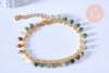 Bracelet perle agate naturelle réglable laiton doré 14k 18cm,création bijoux sans nickel,bracelet doré pierres, x1 G5803