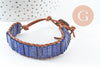 Bracelet réglable lapis lazulis naturel cuir 23-28cm, bracelet pierre naturelle energie positive, bracelet lithothérapie, x1 (G9976)