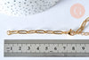 Bracelet réglable maille trombone fantaisie or acier 304 inoxydable 14k 14.5cm, bracelet or acier inoxydable, X1 G5972