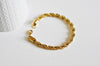 Bracelet torsadé acier doré 14k, bracelet doré,création bijoux,bracelet acier chirurgical,sans nickel,bracelet acier doré,22cm-G1398