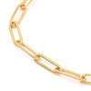 Bracelet trombone striée acier doré 14k inoxydable, fermoir en T, sans nickel, 20.9cm, x1 (G5805)