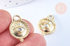 Breloque oeil protecteur zamac doré 18k cristal zircon9mm ,création bijoux chance x1 G5490