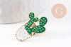 Broche Cactus zamac doré émail vert 28.5mm, x1 (G9975)