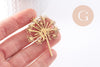 Broche Pissenlit Dandelion acier 201 inoxydable doré 52.5mm, décoration veste, x1 (G9925)