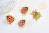 Broche pins coccinelle insecte ailé mystique doré émaillé 27x25mm, x1 (G5543)