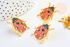 Broche pins coccinelle insecte ailé mystique doré émaillé 27x25mm, x1 (G5543)