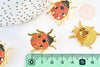 Broche pins coccinelle insecte ailé mystique doré émaillé 27x25mm, x1 (G5543)