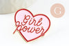 Broche pins coeur GIRL POWER émaillé rose 31mm, idée cadeau EVJF anniversaire x1 G9459