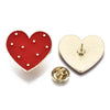 Broche pins coeur laiton doré émaillé rouge à pois 28x29mm,broche dorée décoration veste, x1 G5240