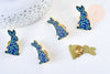 Broche pins lapin motif végétal doré émail,broche dorée, décoration veste, 30x23mm,x1 G5546