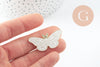 Broche pins papillon blanc mystique zamac doré 39mm, x1 (G9743) VALIDE