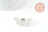 Broche pins papillon blanc mystique zamac doré 39mm, x1 (G9743) VALIDE