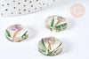 Cabochon Rond résine fleurs séchées et nacre 20mm, cabochon création bijoux, X1 G7443