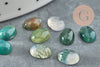 Cabochon agate mousse, agate verte,cabochon ovale, agate naturelle,8x6mm, cabochon agate, X1 G0413