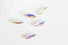 Cabochon cristal navette irisée,BRODERIE,cabochon transparent,cristal,cabochon argent,cabochon à coudre,les 5 ,4x15mm-G137