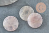 Cabochon disque quartz rose naturel 20mm, creation bijou pierre naturelle, x1 (G9961)