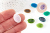 Cabochon dôme ovale porcelaine irisée, fournitures créatives, cabochons, porcelaine, fait main, 11mmx9mm, X10 G0407