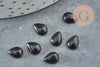 Cabochon goutte obsidienne noire, obsidienne naturelle,pierre naturelle, cabochon pierre, création bijoux,6x8mm, X1 G2272